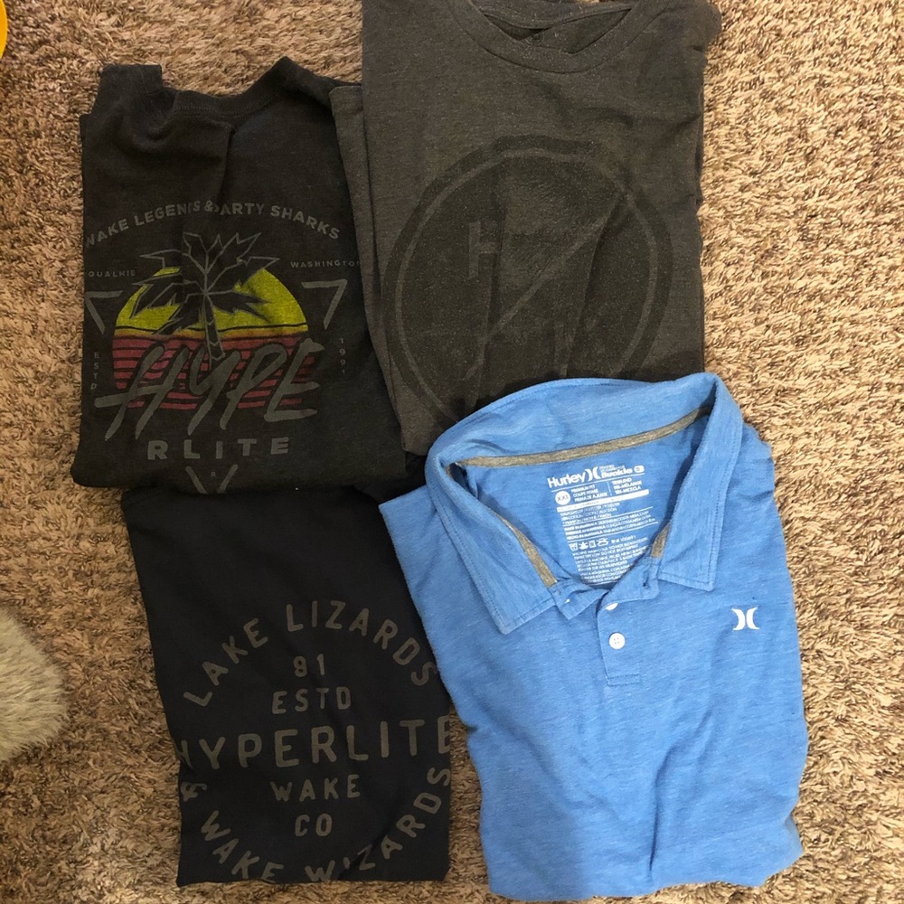 5 Hyperlite Wake MFG & Hurley shirts